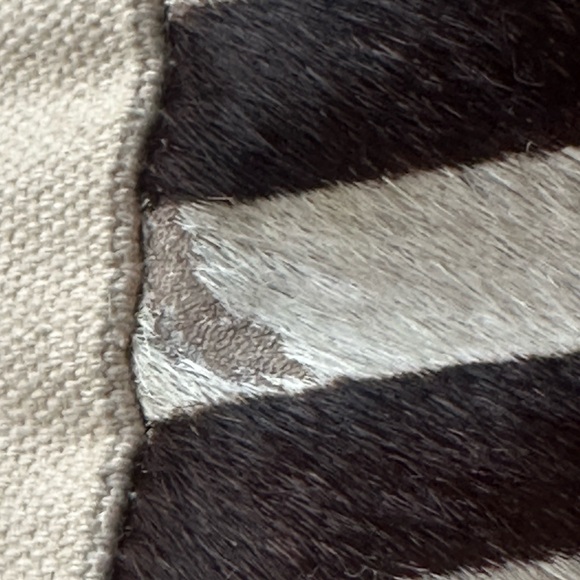 Pottery Barn Zebra Hair On Hide Decorative Pillow Brown & Ivory 11” x 11” - Picture 4 of 4